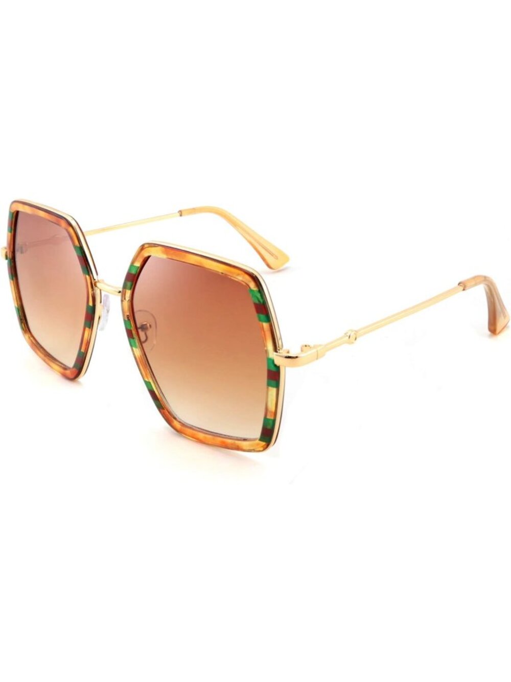 Women's Large Hexagon Inspired Sunglasses Irregular Geometric B2503 Amber